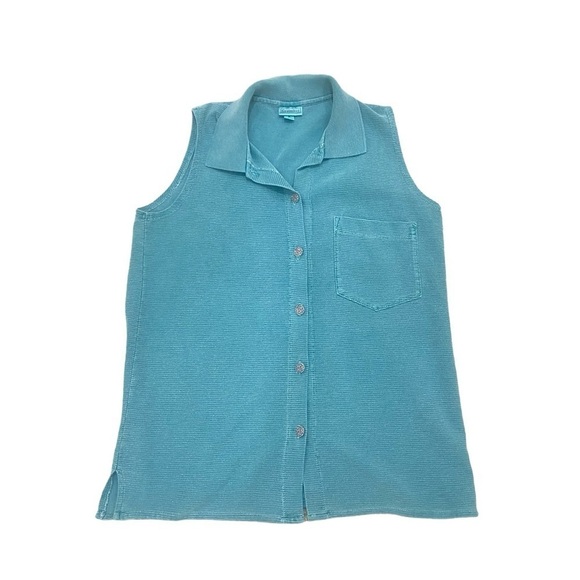 Gramicci sleeveless green collared top silver buttons chest pocket medium - Picture 2 of 12